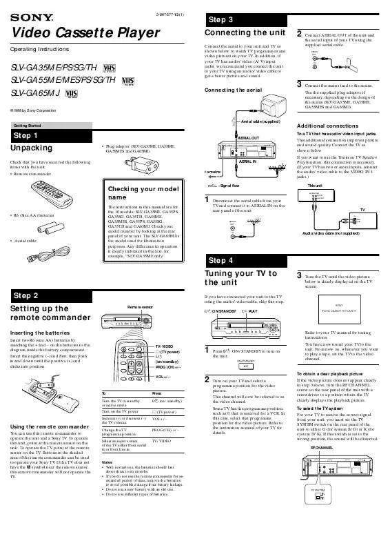 Mode d'emploi SONY SLV-GA65MJ