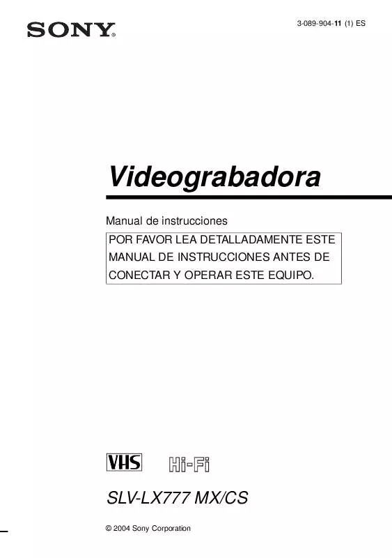 Mode d'emploi SONY SLV-LX777