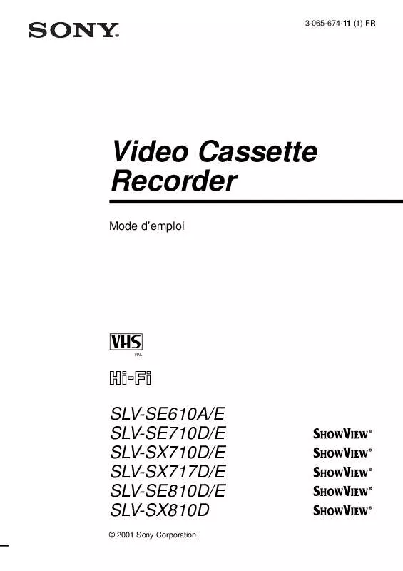 Mode d'emploi SONY SLV-SX717E