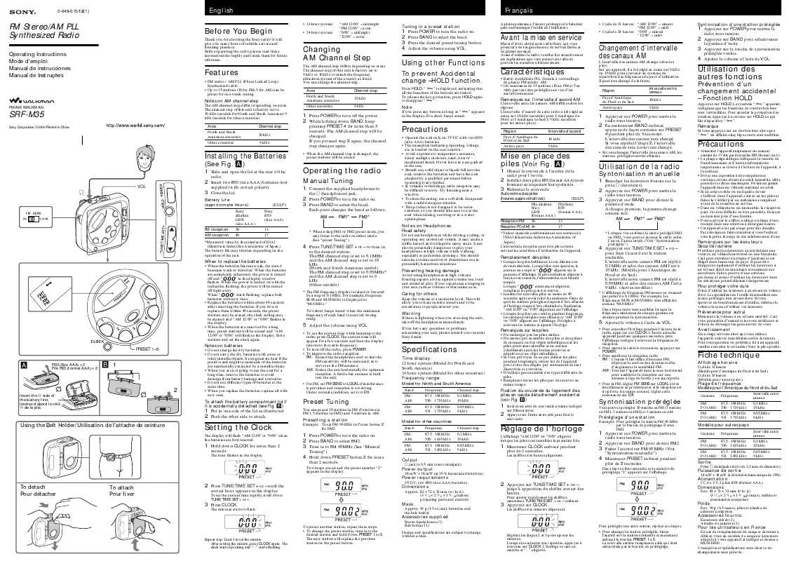 Mode d'emploi SONY SRF-M35