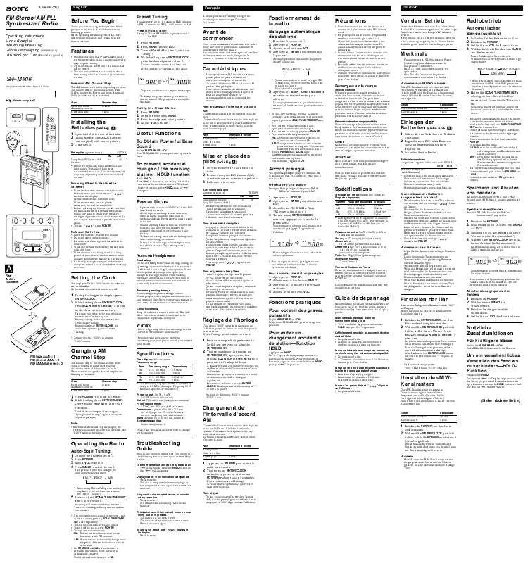 Mode d'emploi SONY SRF-M606