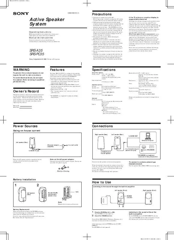 Mode d'emploi SONY SRS-A35