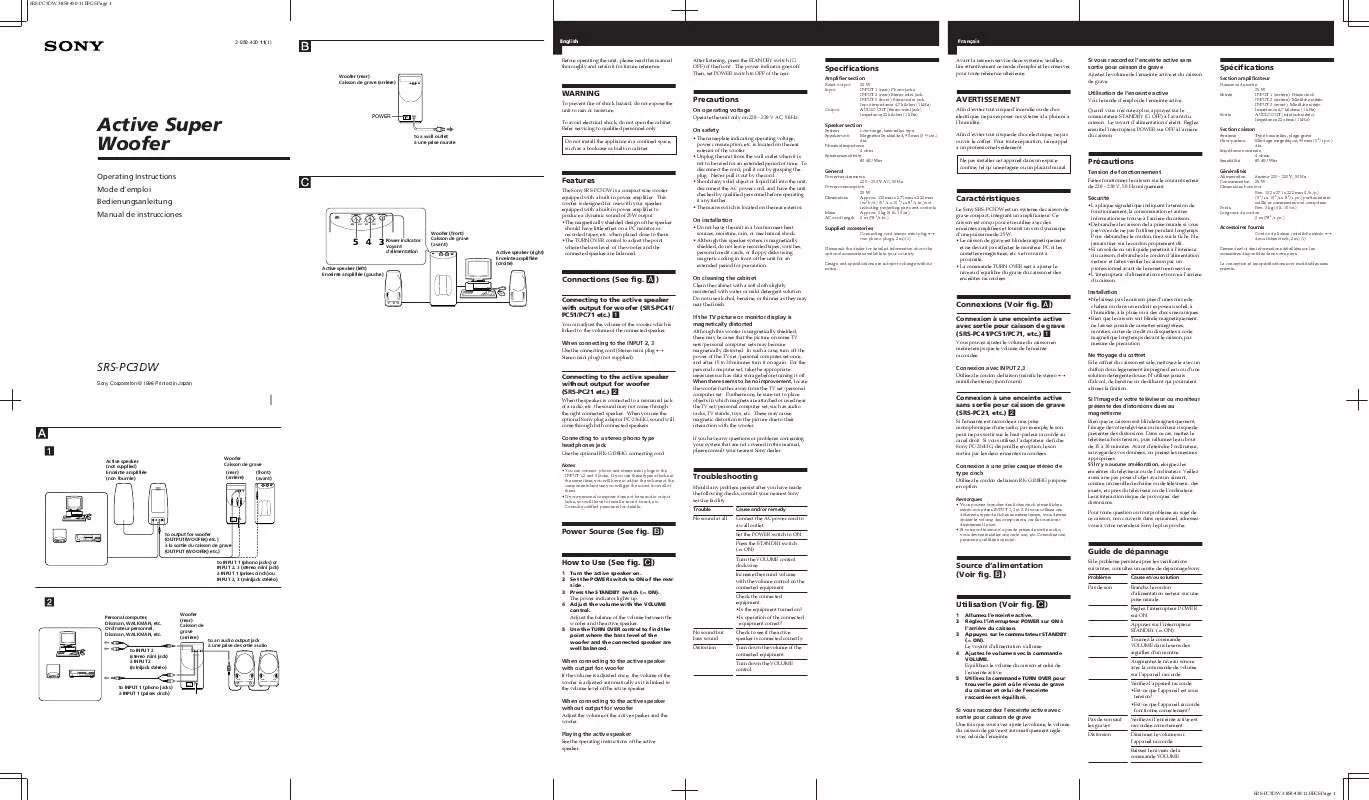 Mode d'emploi SONY SRS-PC3DW