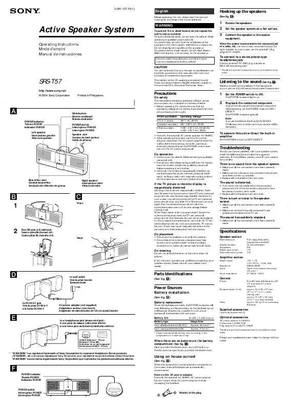 Mode d'emploi SONY SRS-T57