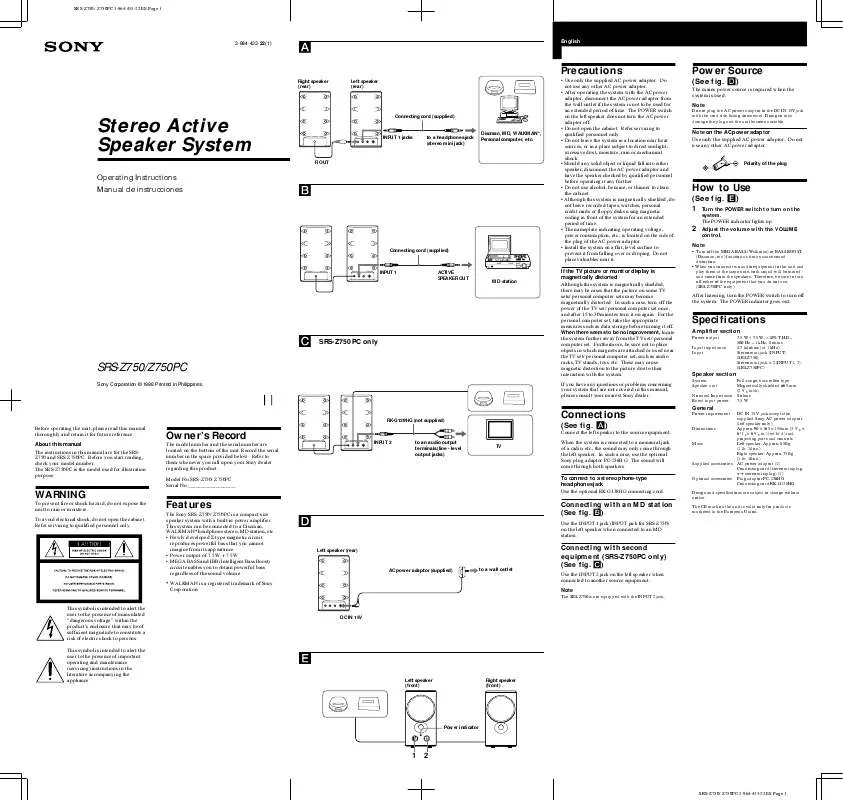 Mode d'emploi SONY SRS-Z750