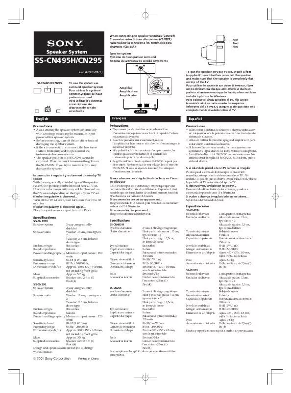 Mode d'emploi SONY SS-CN495H