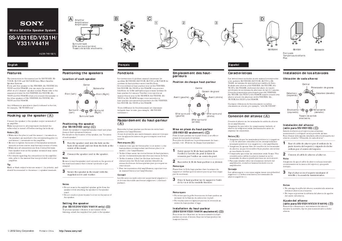 Mode d'emploi SONY SS-V331