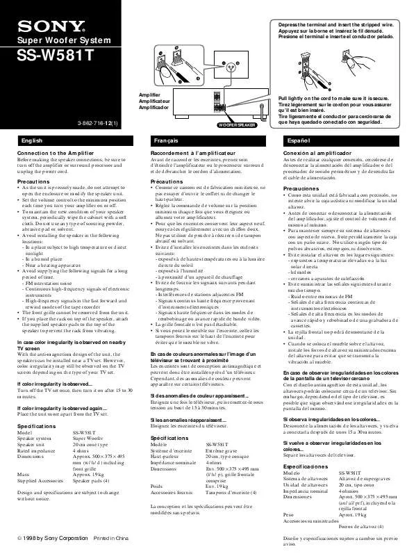 Mode d'emploi SONY SS-W581T