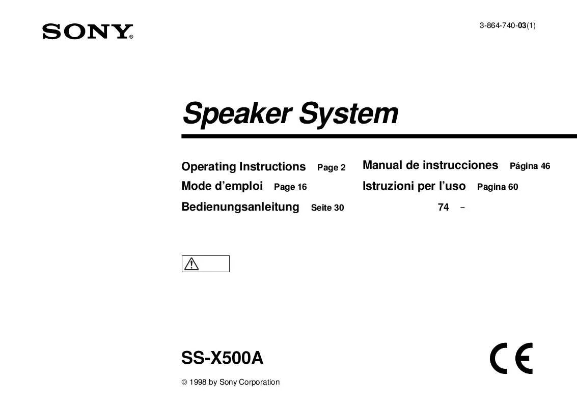 Mode d'emploi SONY SS-X500A