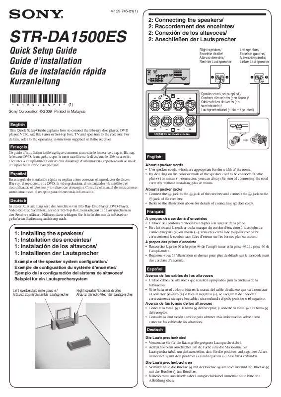 Mode d'emploi SONY STR-DA1500ES