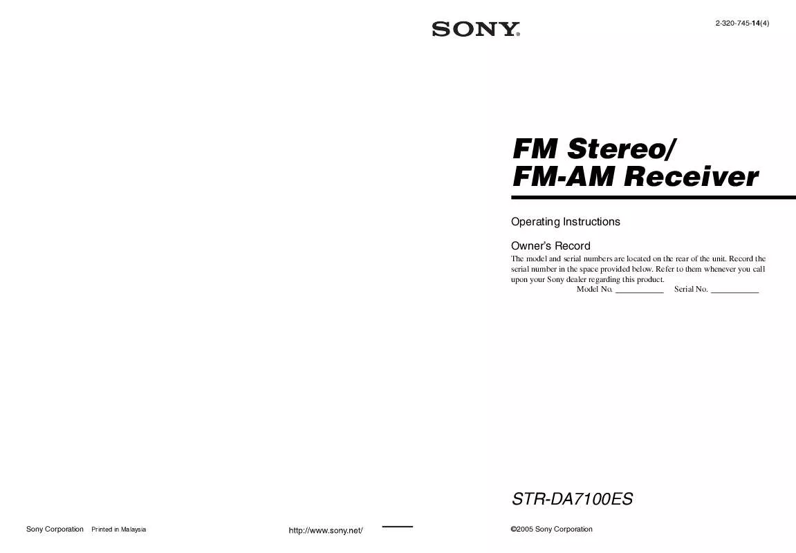 Mode d'emploi SONY STR-DA7100ES