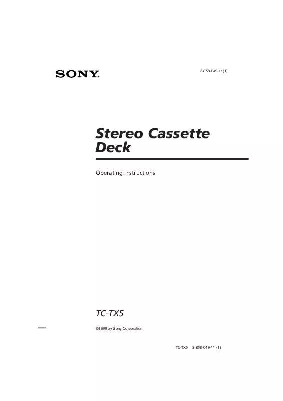 Mode d'emploi SONY TC-TX5