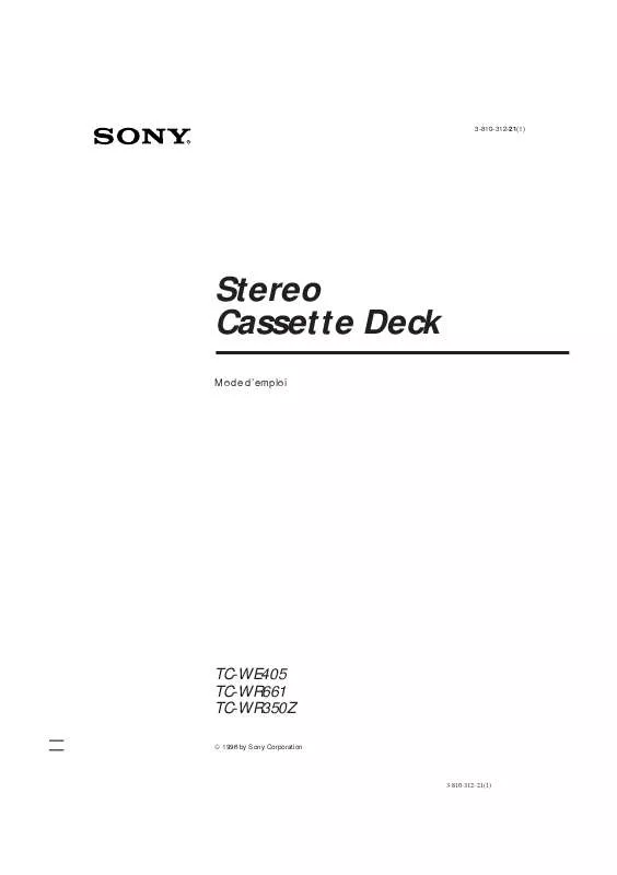 Mode d'emploi SONY TC-WE405