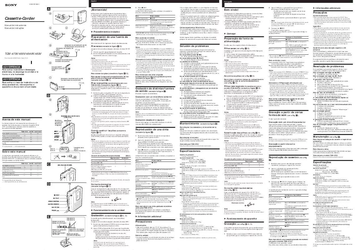 Mode d'emploi SONY TCM-453V