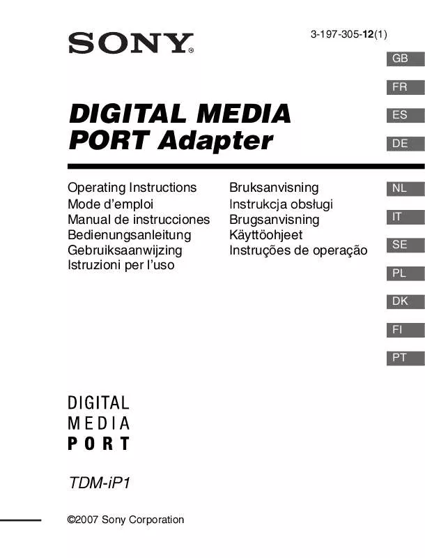 Mode d'emploi SONY TDM-IP1