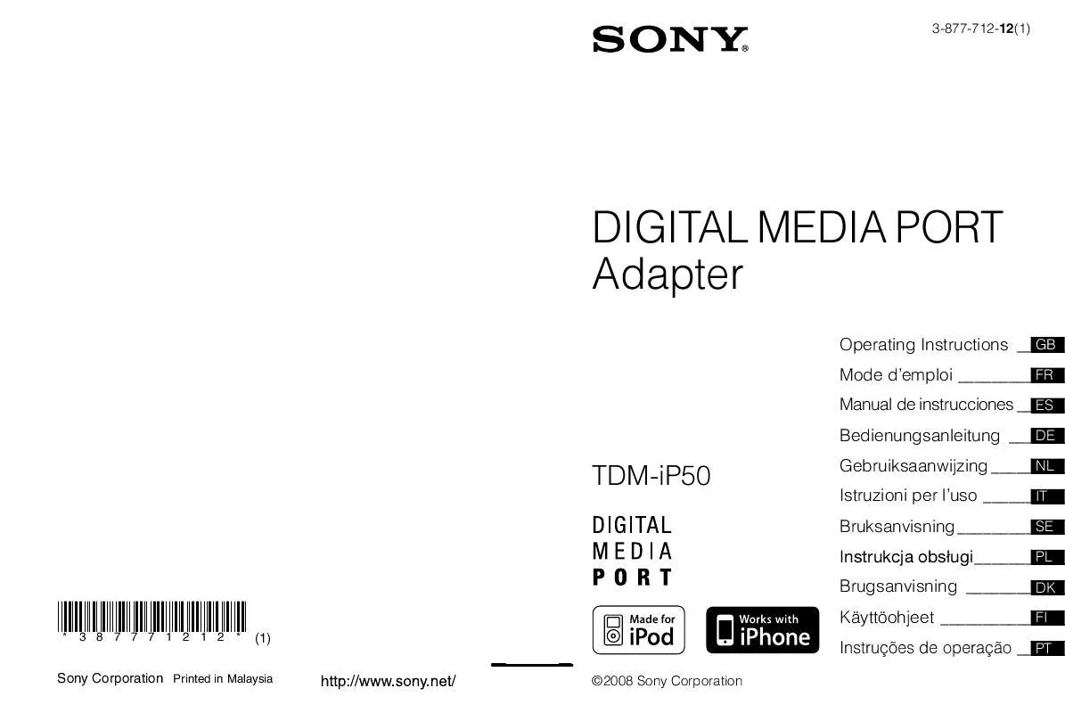 Mode d'emploi SONY TDM-IP50