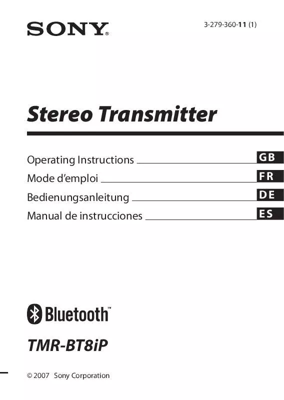 Mode d'emploi SONY TMR-BT8IP