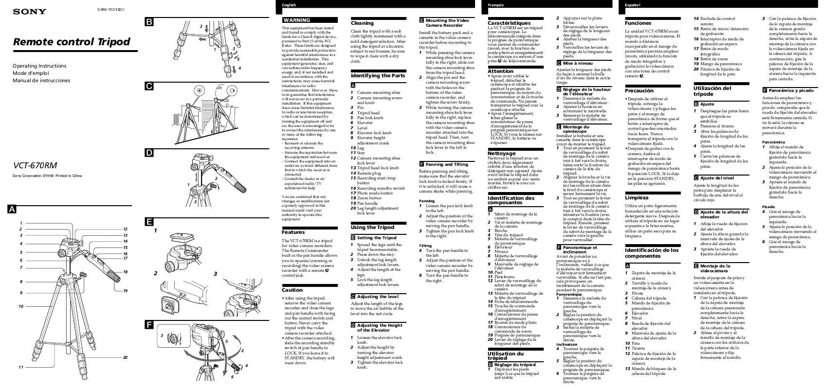 Mode d'emploi SONY VCT-670RM