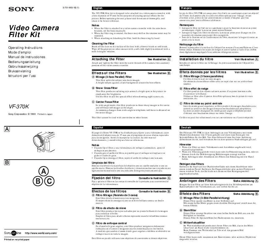 Mode d'emploi SONY VF-370K