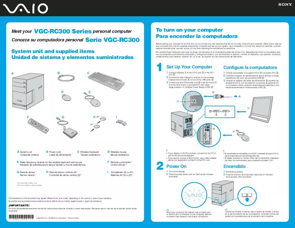 Mode d'emploi SONY VAIO VGC-RC320P