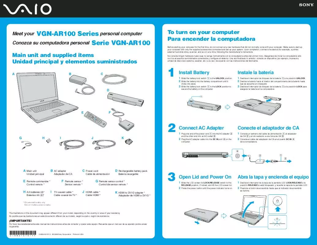 Mode d'emploi SONY VAIO VGN-AR100