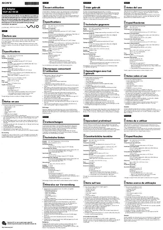 Mode d'emploi SONY VGP-AC19V26