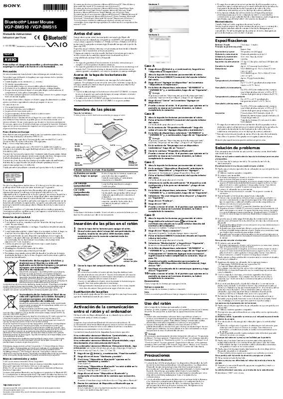 Mode d'emploi SONY VGP-BMS15C