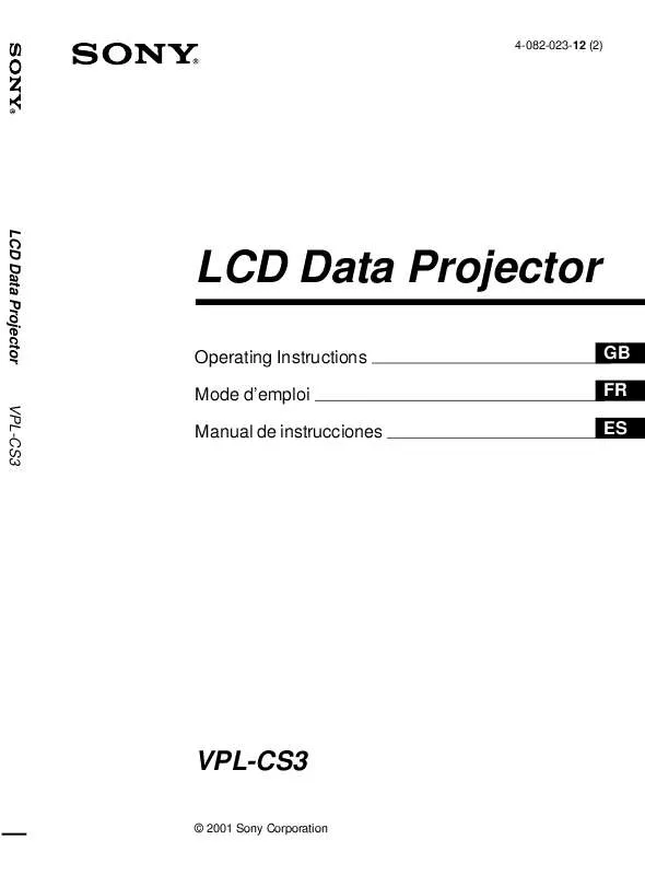 Mode d'emploi SONY VPL-CS3