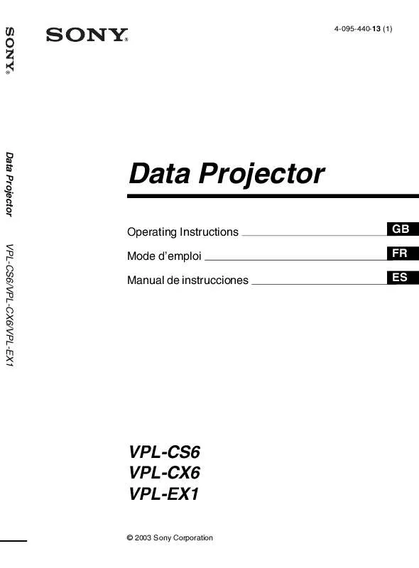 Mode d'emploi SONY VPL-CS6