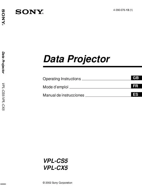 Mode d'emploi SONY VPL-CX5