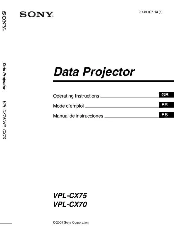 Mode d'emploi SONY VPL-CX70