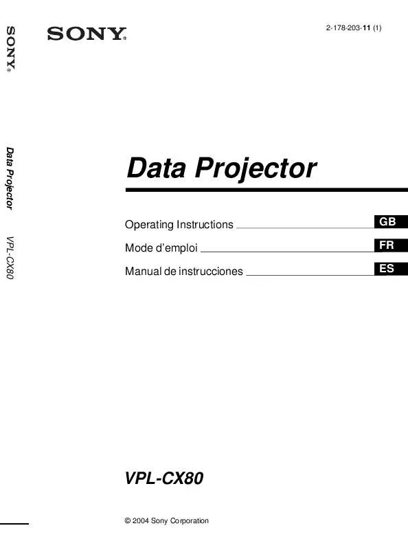 Mode d'emploi SONY VPL-CX80