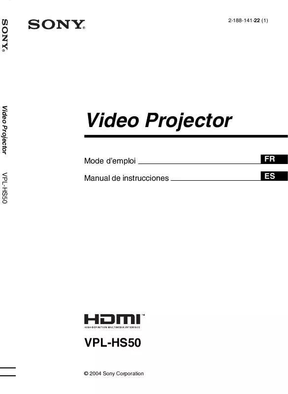 Mode d'emploi SONY VPL-HS50