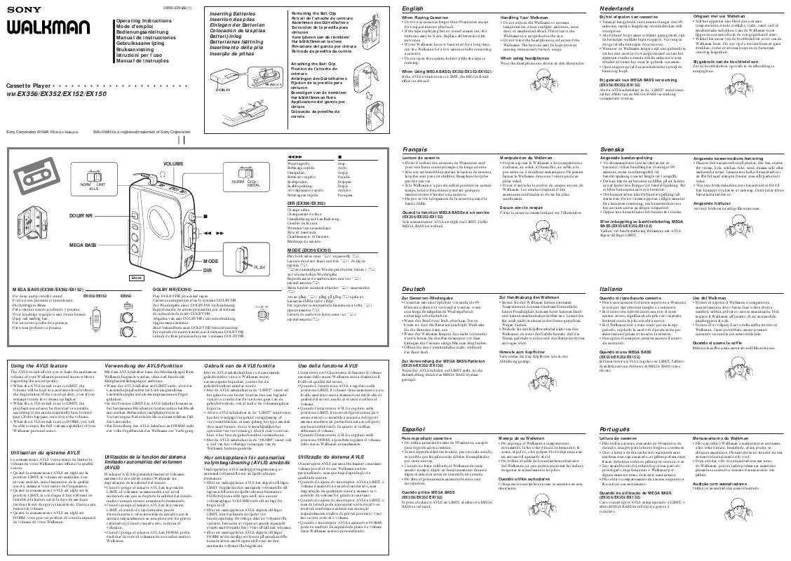 Mode d'emploi SONY WM-EX356