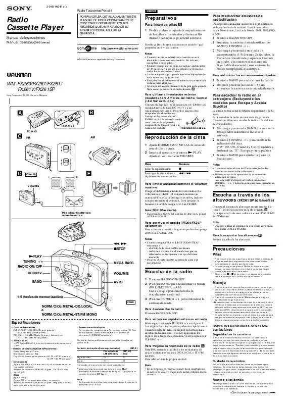 Mode d'emploi SONY WM-FX261