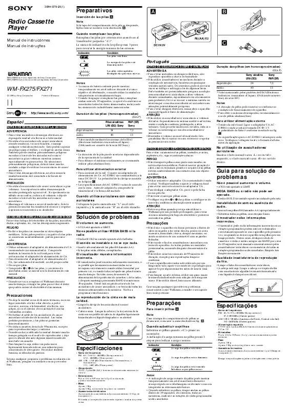 Mode d'emploi SONY WM-FX271