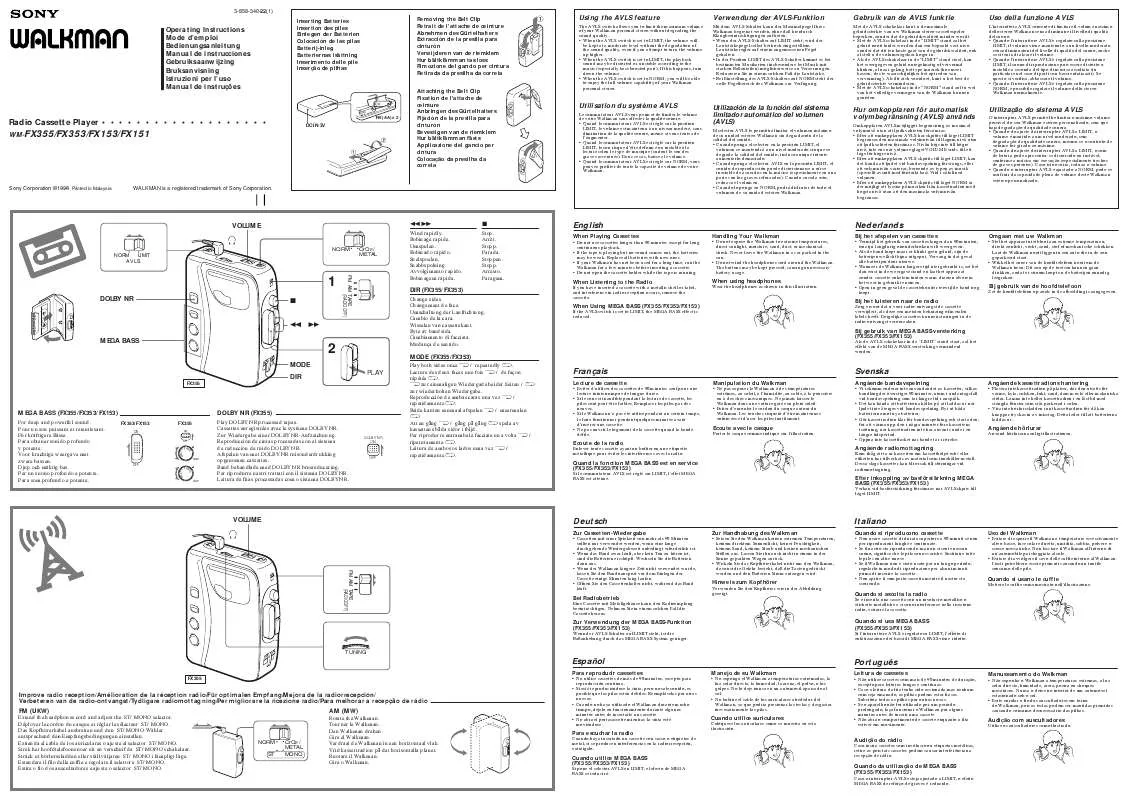 Mode d'emploi SONY WM-FX355