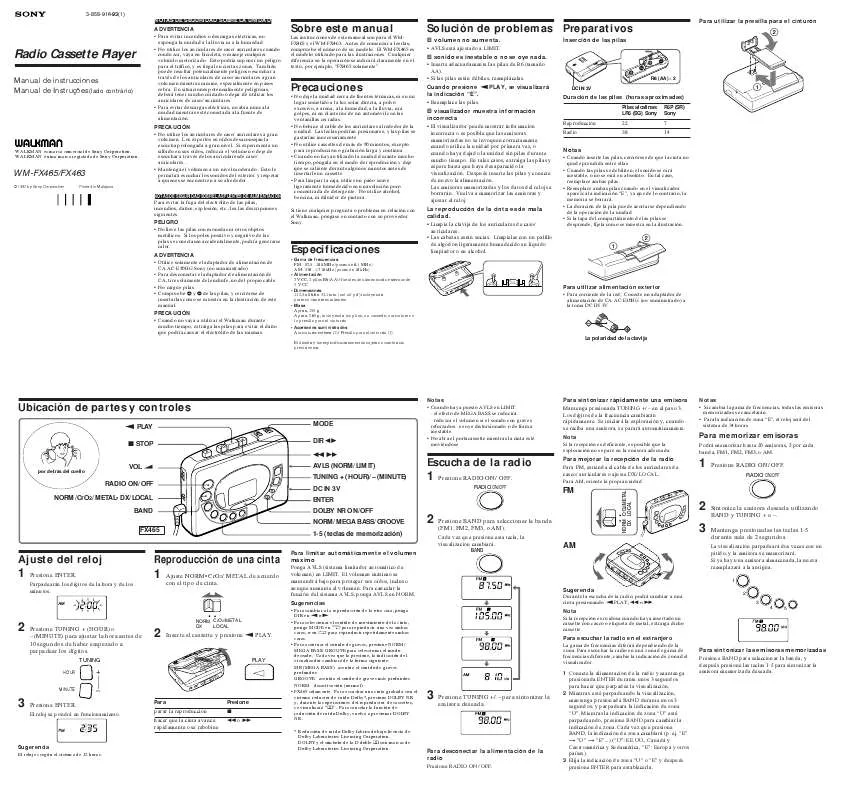 Mode d'emploi SONY WM-FX465