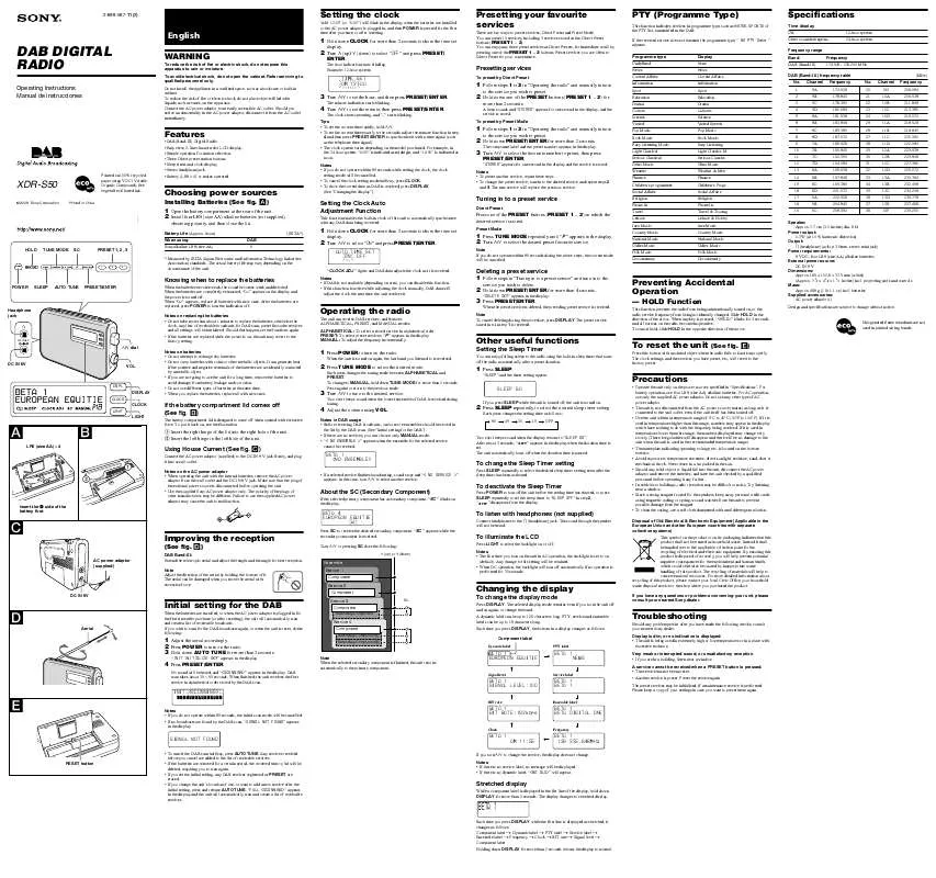 Mode d'emploi SONY XDR-S50