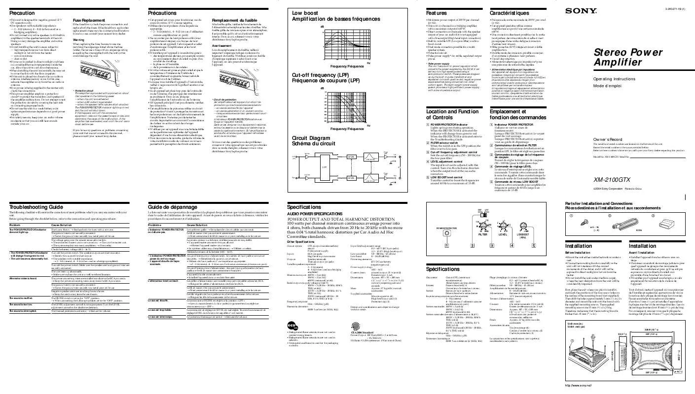 Mode d'emploi SONY XM-2100GTX