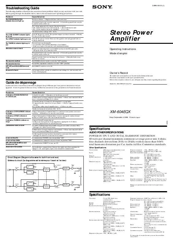 Mode d'emploi SONY XM-604EQX