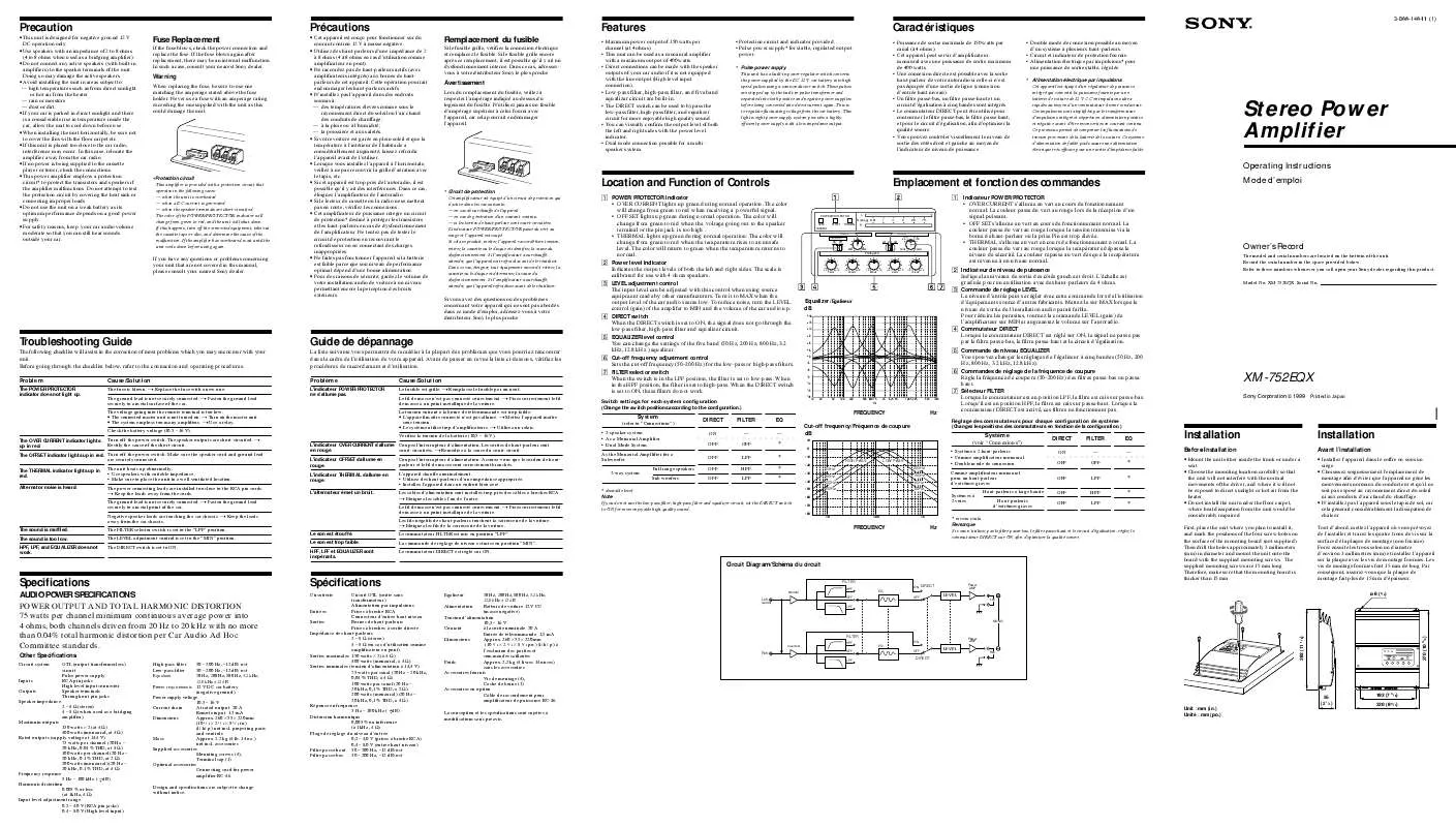 Mode d'emploi SONY XM-752EQX