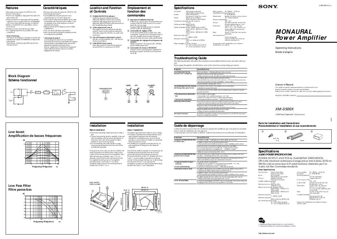 Mode d'emploi SONY XM-D500X