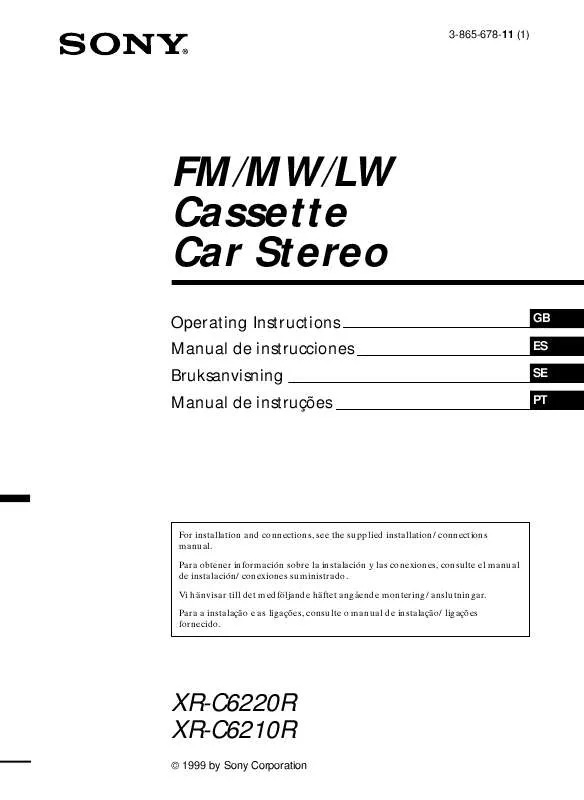 Mode d'emploi SONY XR-C6210R