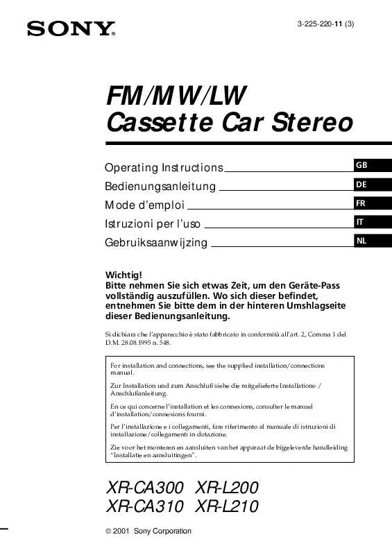 Mode d'emploi SONY XR-CA300