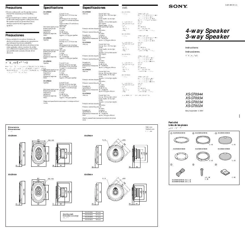 Mode d'emploi SONY XS-6024