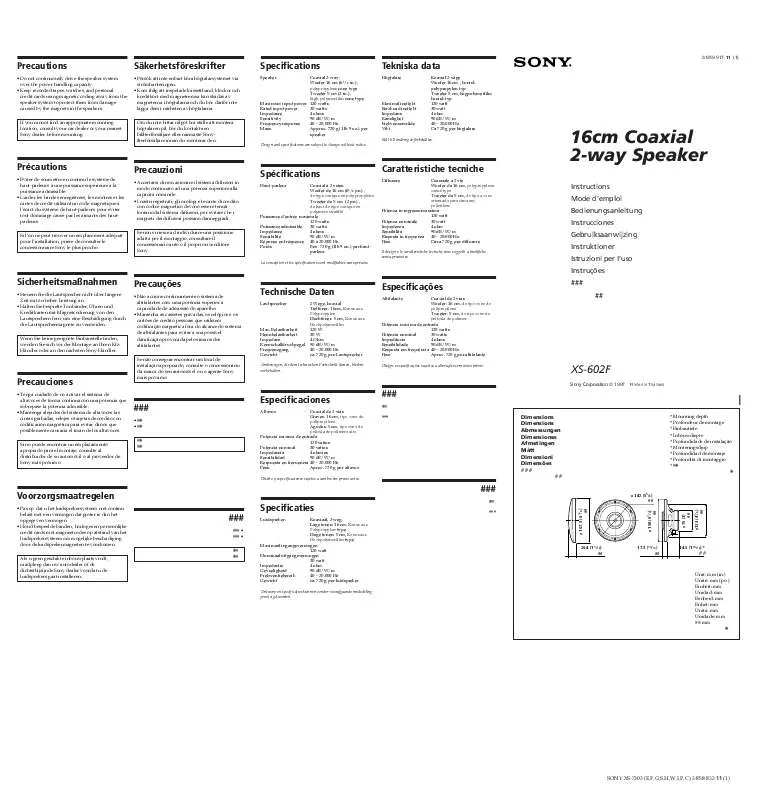 Mode d'emploi SONY XS-602F