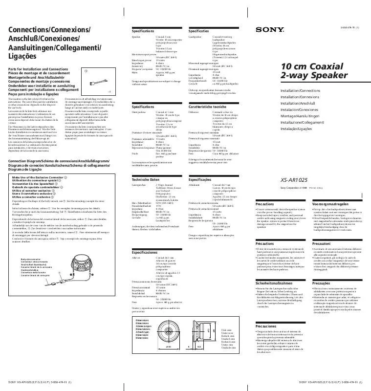 Mode d'emploi SONY XS-AR1025