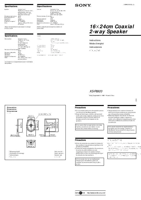 Mode d'emploi SONY XS-F6920