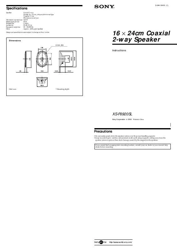 Mode d'emploi SONY XS-F6920SL